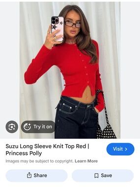 Princess Polly Red Ribbed Button-Up Cardigan